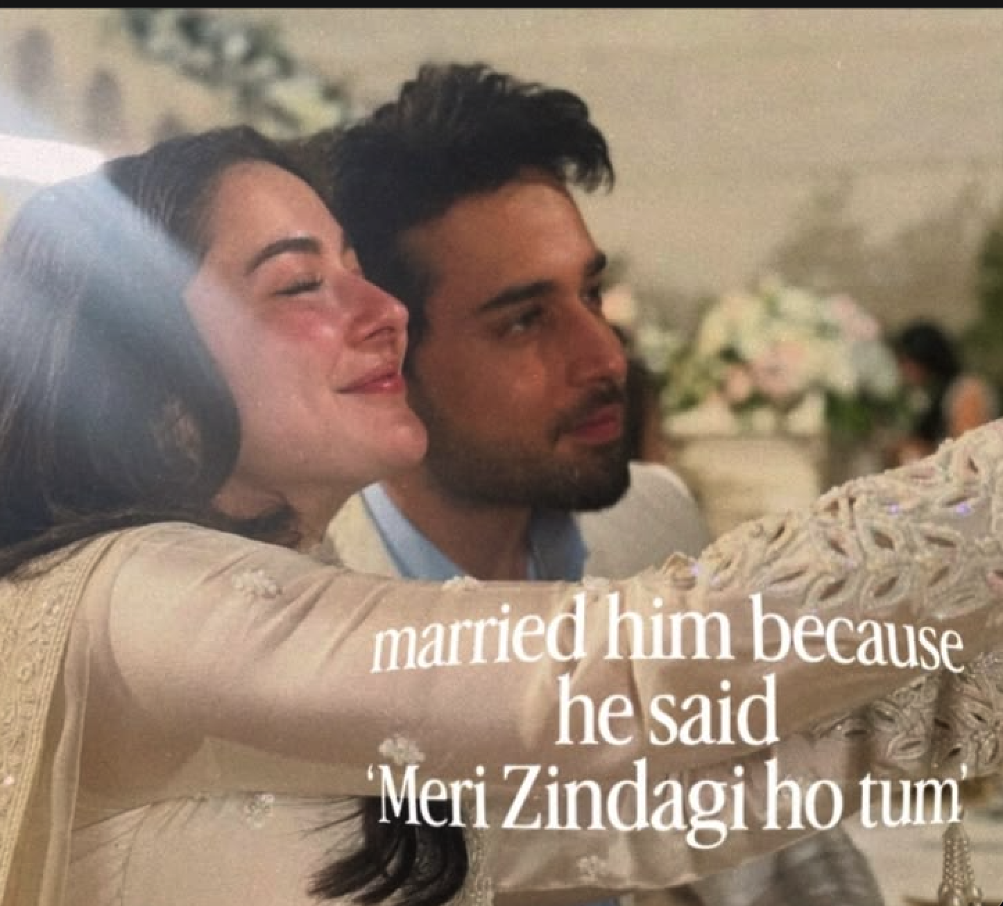 A romantic film still captioned Meri Zindagi ho tum